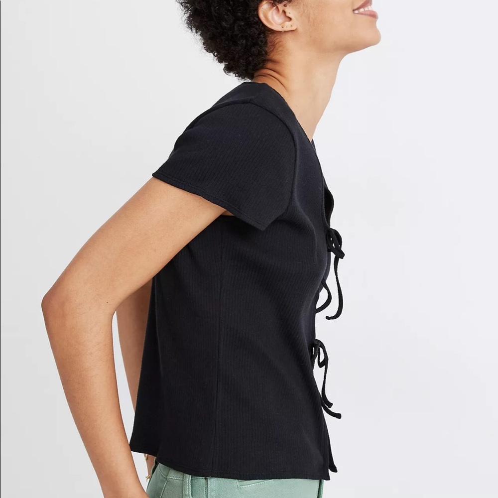 Madewell Ribbed Bow-Front Tee - Picture 3 of 5